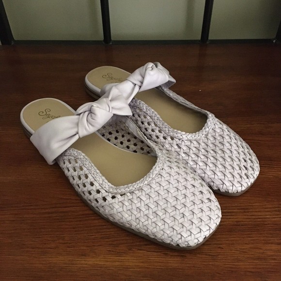 Seychelles Women's Art Deco Woven Leather Mule Flats 8.5 M Lavender Purple NWOB - Picture 5 of 10